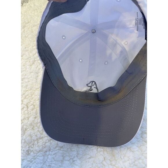 Rhoback Hat Cap Strapback Mens White Golf Performance Embroidered Spell Out Logo - Picture 4 of 4